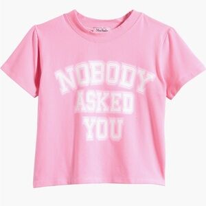 MISS POPULAR “NOBODY ASKED YOU” girl’s top- 7/8 bamboo blend!
